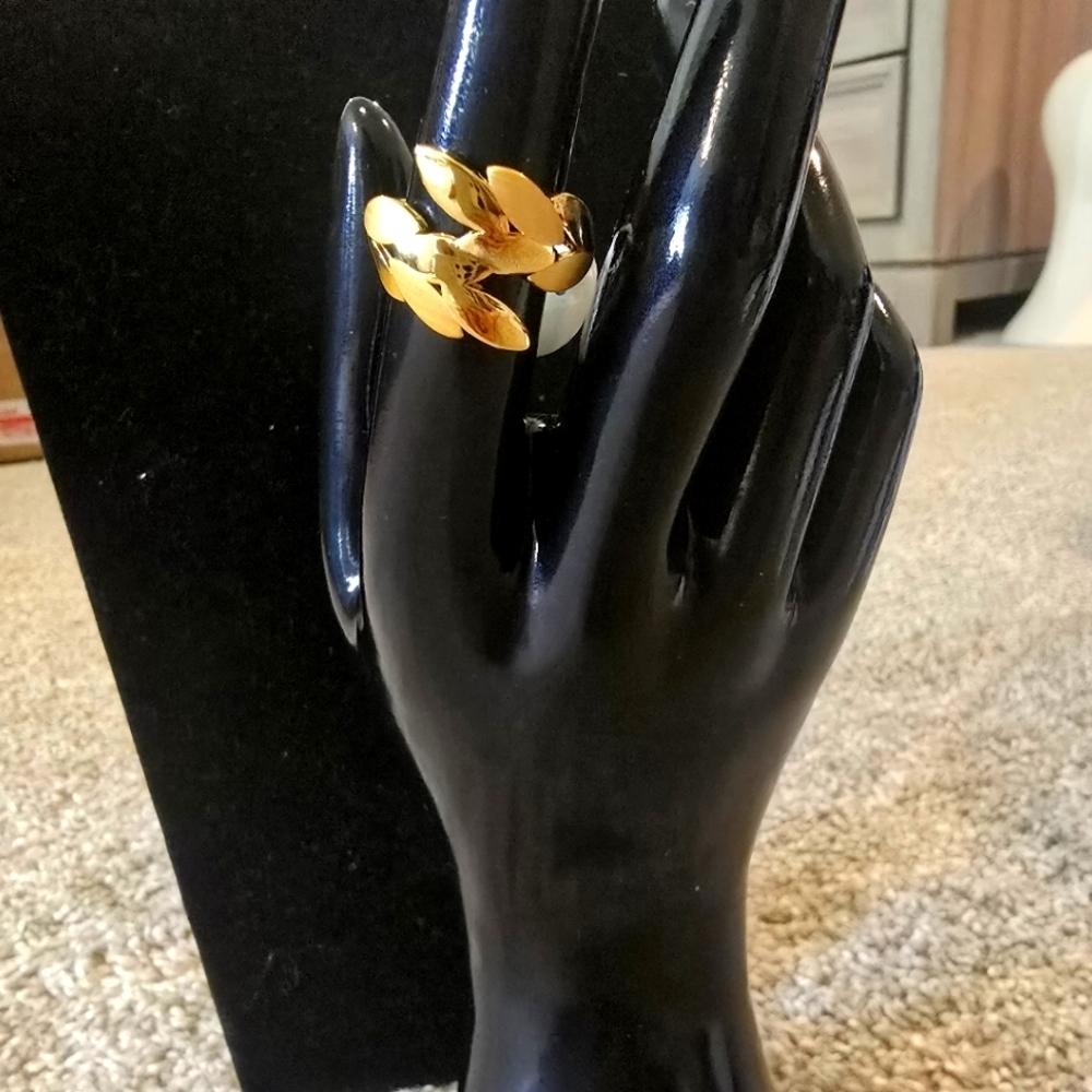 21kgp Dubai Jewelry Elegant Gold Leaf Ring